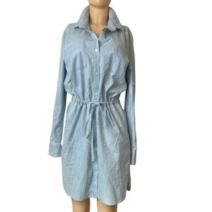 Adam Lippes chambray knee-length long sleeve Shirt Dress 10